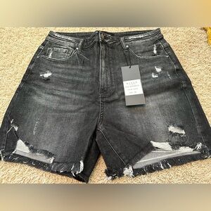 NWT RISEN DISTRESSED BLACK DENIM SHORTS